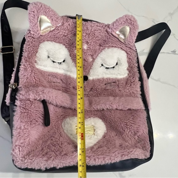Betsey Johnson pink and black fuzzy backpack - Picture 5 of 11